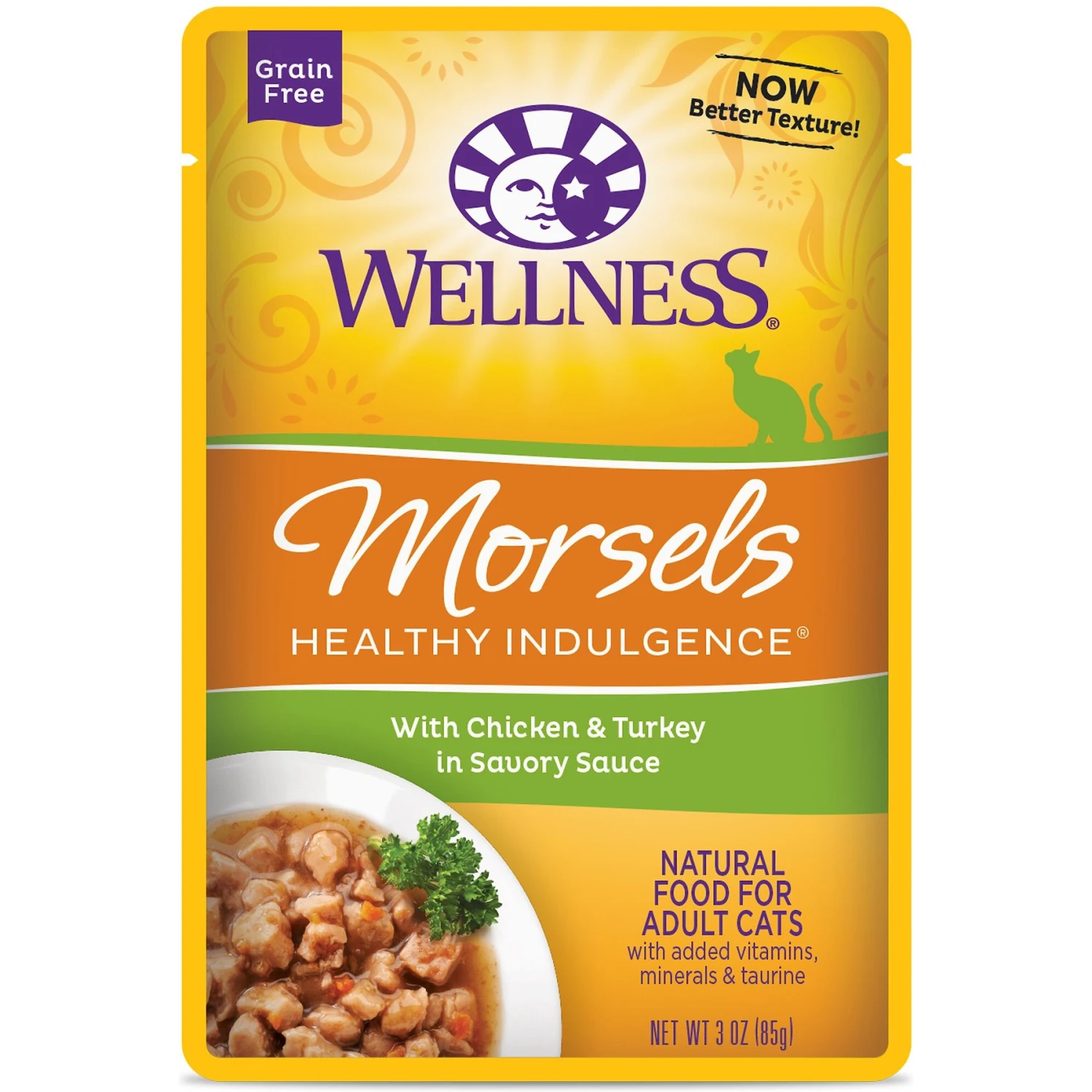 Wellness Healthy Indulgence Morsels With Chicken & Turkey In Savory Sauce Grain-Free Wet Cat Food Pouches 1 Wellness Healthy Indulgence Morsels With Chicken & Turkey In Savory Sauce Grain-Free Wet Cat Food Pouches