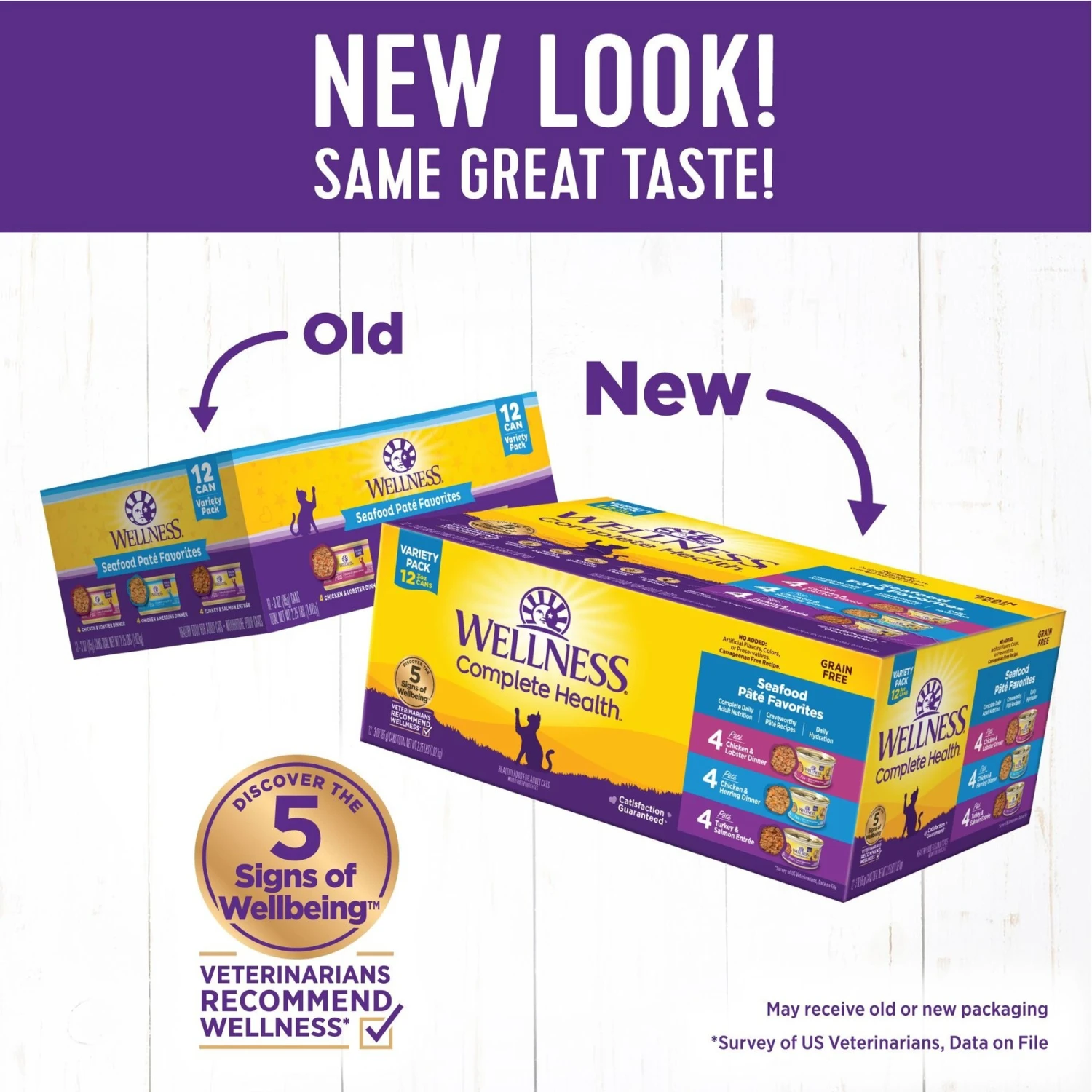 Wellness Complete Health Seafood Pate Favorites Variety Pack Grain-Free Wet Cat Food, 3-oz Can, Case Of 12 2 Wellness Complete Health Seafood Pate Favorites Variety Pack Grain-Free Wet Cat Food, 3-oz Can, Case Of 12 - Image 2